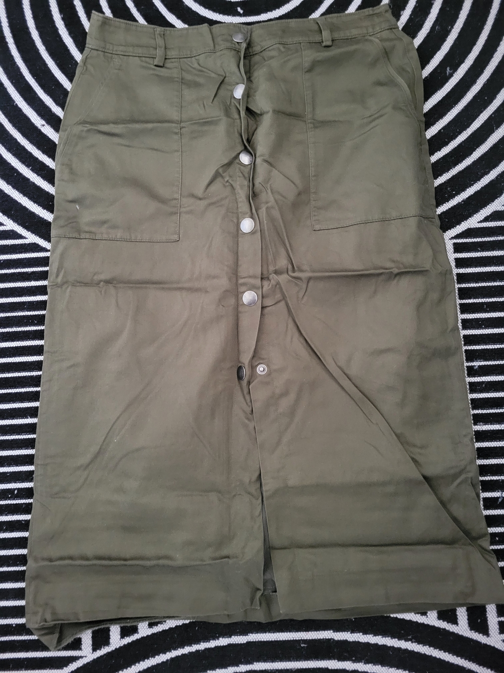 Olive Green Button-Front Men's Utility Pants